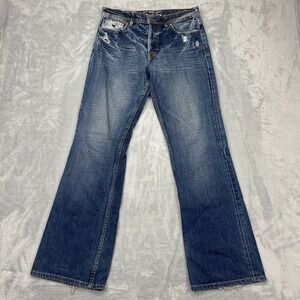 575 Denim Jeans Womens 31 Blue Faded Mid Rise Bootcut Leg Outdoor Made In USA